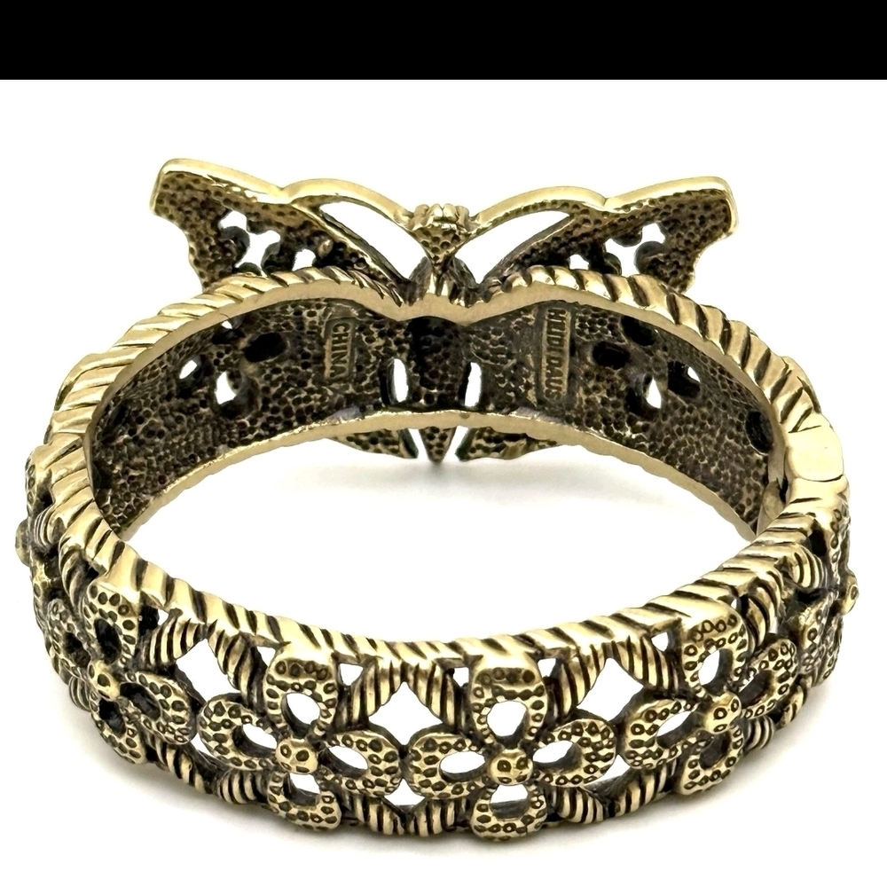 Heidi Daus Butterfly Crystal Hinged Cuff Bracelet Statement Gold Multicolor - Picture 3 of 6